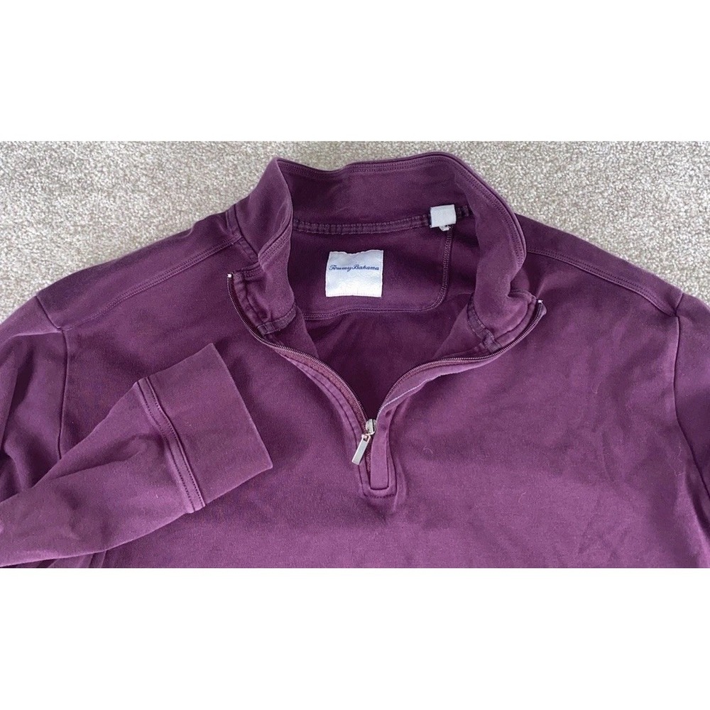Tommy Bahama Maroon 1/4 Zip Sweater Jacket Mens 2XB Pima Cotton Preppy Warm